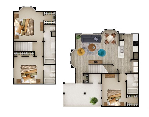 Floor plan for 3 beds, 2 baths, 1466 sqft